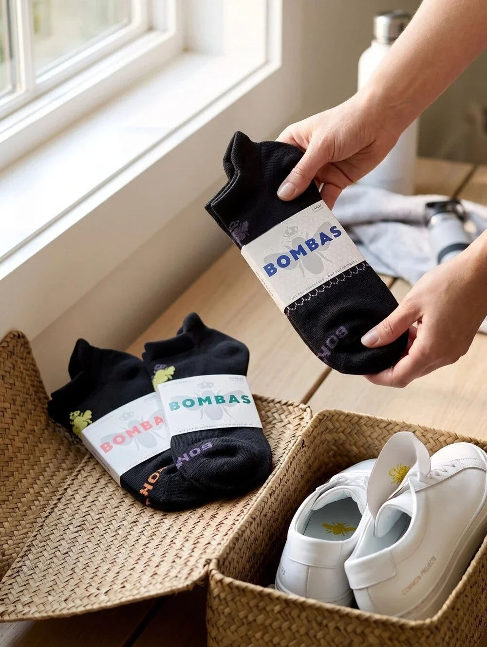 2/$18 Bombas Unisex Black Low-Cut Athletic No-Show Socks